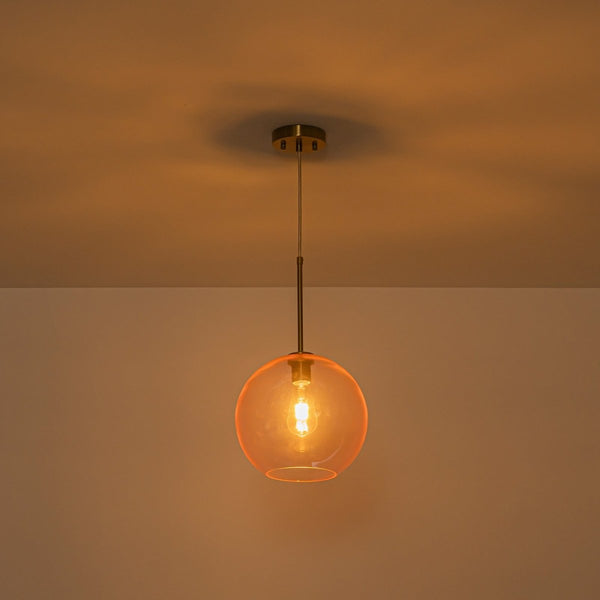 Chandelierias-Sculptural Solid Colored Glass Globe Single Pendant-Pendants-Soft Pink-