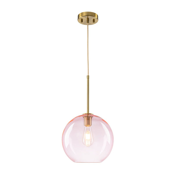 Chandelierias-Sculptural Solid Colored Glass Globe Single Pendant-Pendants-Soft Pink-