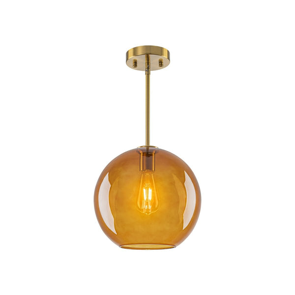 Chandelierias-Sculptural Solid Colored Glass Globe Single Pendant-Pendants-Warm Amber-