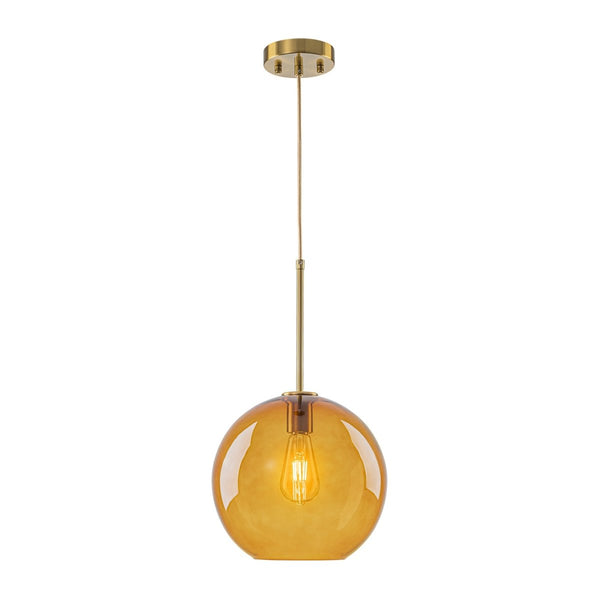 Chandelierias-Sculptural Solid Colored Glass Globe Single Pendant-Pendants-Warm Amber-