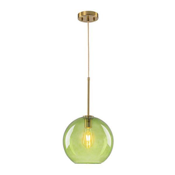 Chandelierias-Sculptural Solid Colored Glass Globe Single Pendant-Pendants-Warm Amber-