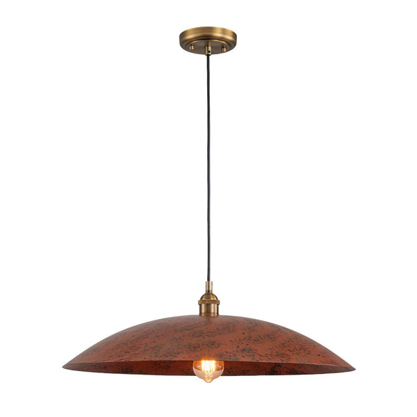 Chandelierias - Single Light Brick Flat Oversized Dome Pendant - Pendant - Brick Red -