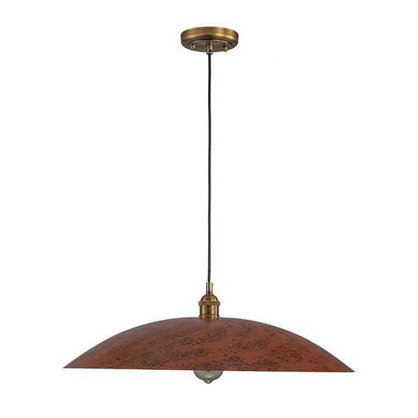 Chandelierias - Single Light Brick Flat Oversized Dome Pendant - Pendant - Brick Red -