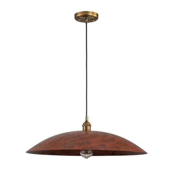 Chandelierias - Single Light Brick Flat Oversized Dome Pendant - Pendant - Brick Red -