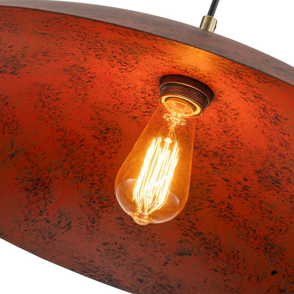 Chandelierias - Single Light Brick Flat Oversized Dome Pendant - Pendant - Brick Red -