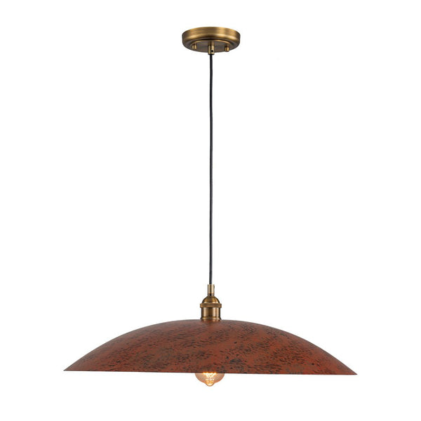 Chandelierias - Single Light Brick Flat Oversized Dome Pendant - Pendant - Brick Red -