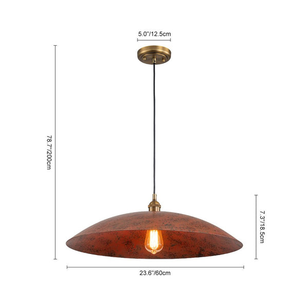Chandelierias - Single Light Brick Flat Oversized Dome Pendant - Pendant - Brick Red -
