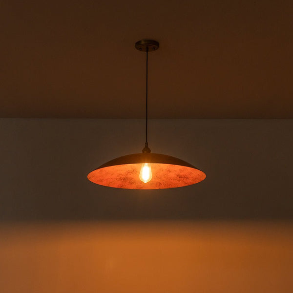 Chandelierias - Single Light Brick Flat Oversized Dome Pendant - Pendant - Brick Red -
