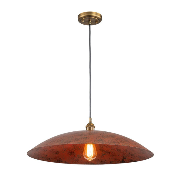 Chandelierias - Single Light Brick Flat Oversized Dome Pendant - Pendant - Brick Red -