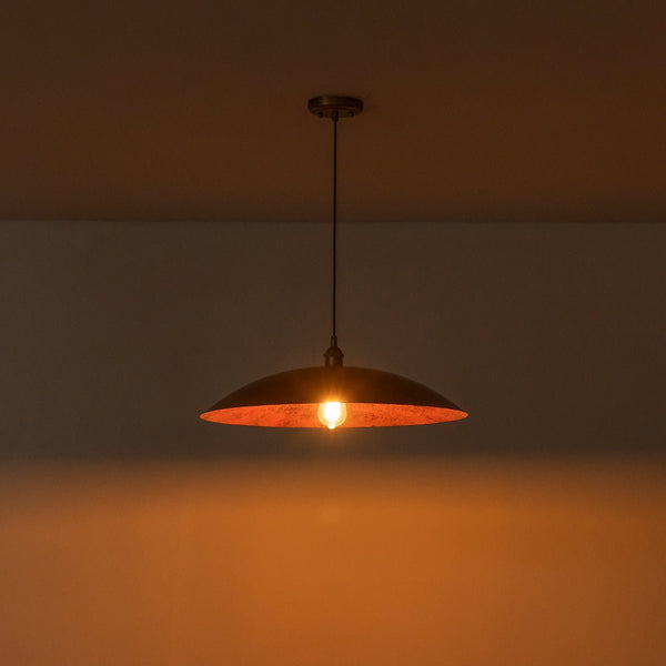 Chandelierias - Single Light Brick Flat Oversized Dome Pendant - Pendant - Brick Red -