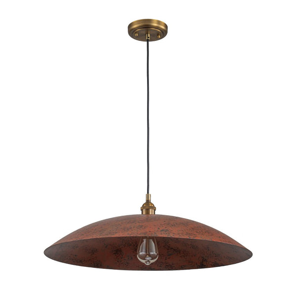 Chandelierias - Single Light Brick Flat Oversized Dome Pendant - Pendant - Brick Red -