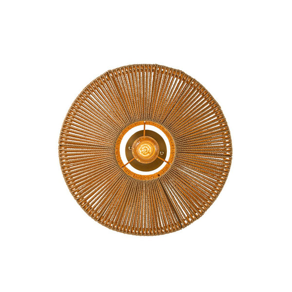 Chandelierias - Single - Light Gyro - Shape Woven Hemp Rope Semi - Flush Mount - Semi Flush - Brass -