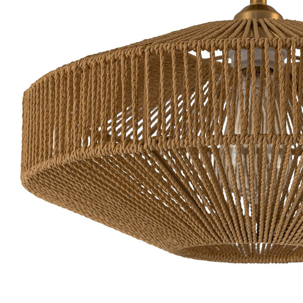 Chandelierias - Single - Light Gyro - Shape Woven Hemp Rope Semi - Flush Mount - Semi Flush - Brass -