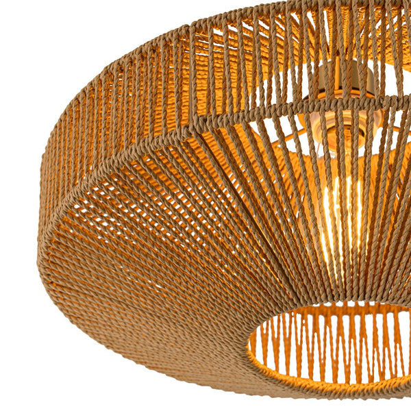 Chandelierias - Single - Light Gyro - Shape Woven Hemp Rope Semi - Flush Mount - Semi Flush - Brass -