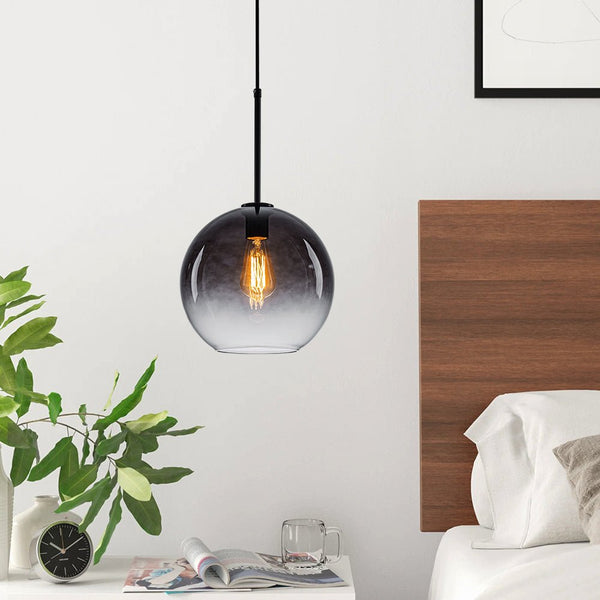 Chandelierias - Single - Light Sculptural Glass Globe Pendant - Pendant - Black & Gradient Glass -