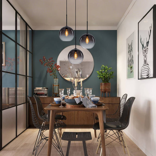 Chandelierias - Single - Light Sculptural Glass Globe Pendant - Pendant - Black & Gradient Glass -