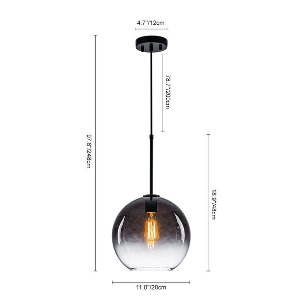 Chandelierias - Single - Light Sculptural Glass Globe Pendant - Pendant - Black & Gradient Glass -