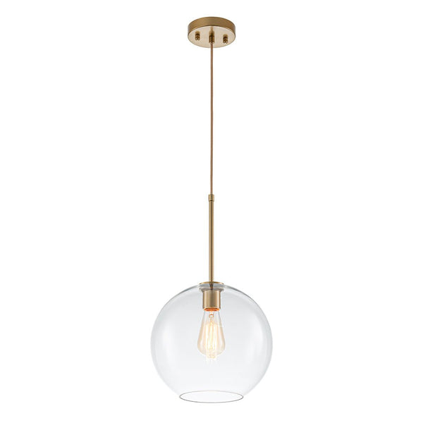 Chandelierias - Single - Light Sculptural Glass Globe Pendant - Pendant - Brass -