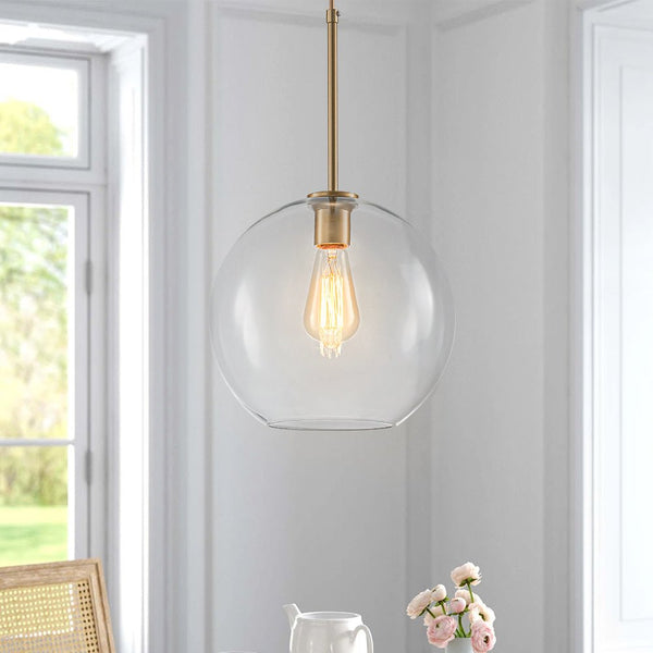 Chandelierias - Single - Light Sculptural Glass Globe Pendant - Pendant - Brass -