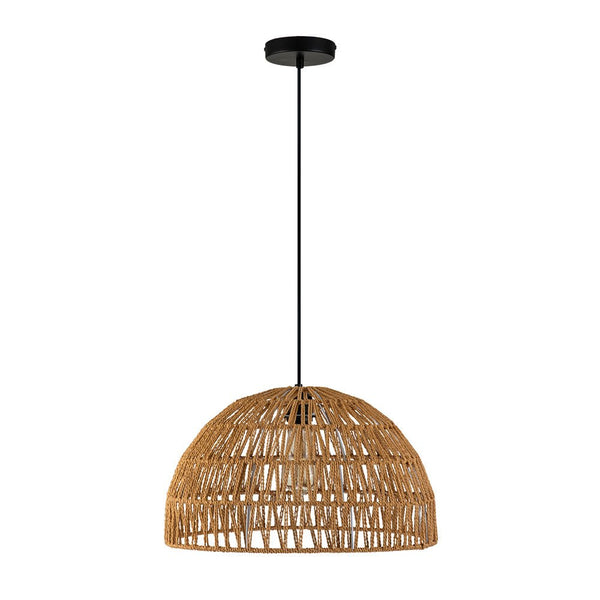 Chandelierias-Single-Light Woven Rattan Dome Pendant-Pendant-Brown-