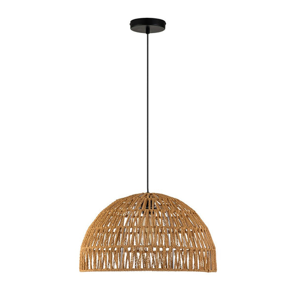 Chandelierias-Single-Light Woven Rattan Dome Pendant-Pendant-Brown-