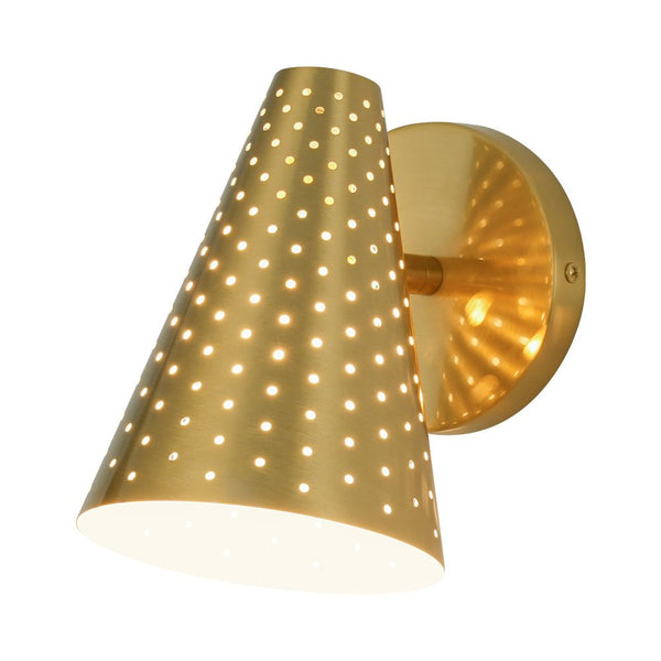 Chandelierias - Sleek Modern 1 - Light Cone - Shaped Perforated Metal Wall Sconce - Wall Light - Nickel -