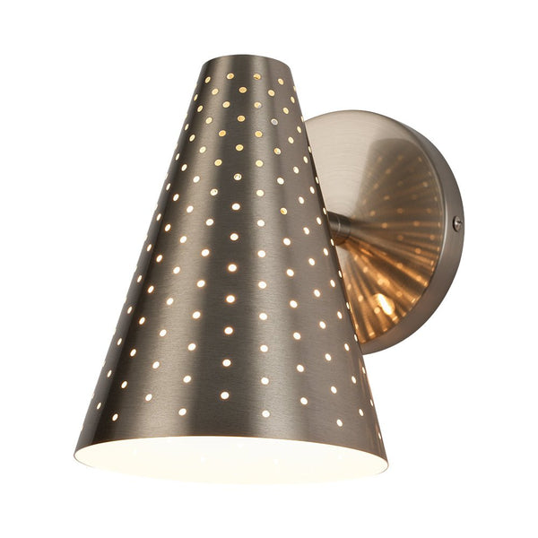 Chandelierias - Sleek Modern 1 - Light Cone - Shaped Perforated Metal Wall Sconce - Wall Light - Nickel -