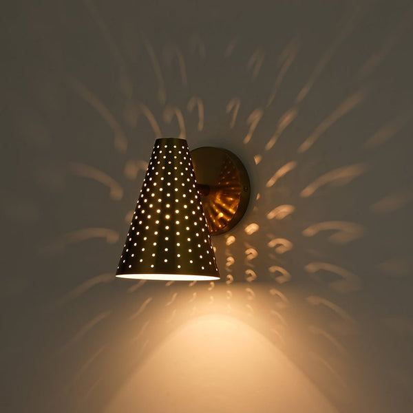 Chandelierias - Sleek Modern 1 - Light Cone - Shaped Perforated Metal Wall Sconce - Wall Light - Nickel -