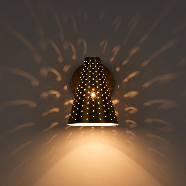 Chandelierias - Sleek Modern 1 - Light Cone - Shaped Perforated Metal Wall Sconce - Wall Light - Nickel -