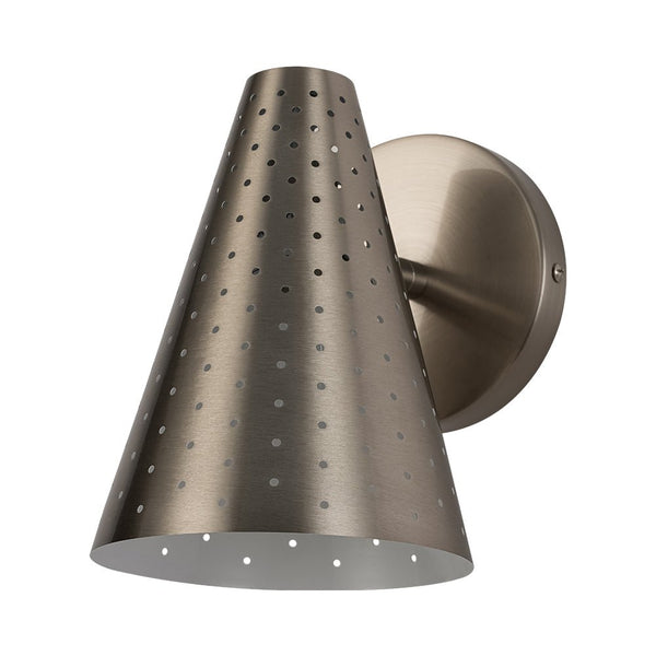 Chandelierias - Sleek Modern 1 - Light Cone - Shaped Perforated Metal Wall Sconce - Wall Light - Nickel -