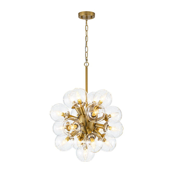 Chandelierias - Sleek Modern 17 - Light Hand - blown Glass Firework Sphere Chandelier - Chandeliers - Brushed Brass -