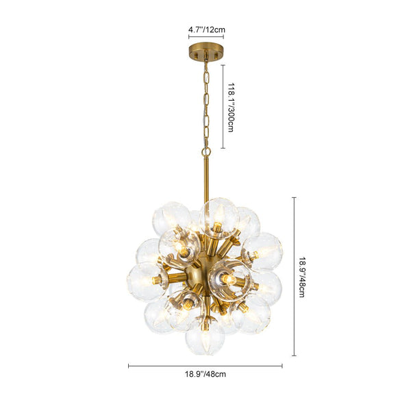 Chandelierias - Sleek Modern 17 - Light Hand - blown Glass Firework Sphere Chandelier - Chandeliers - Brushed Brass -