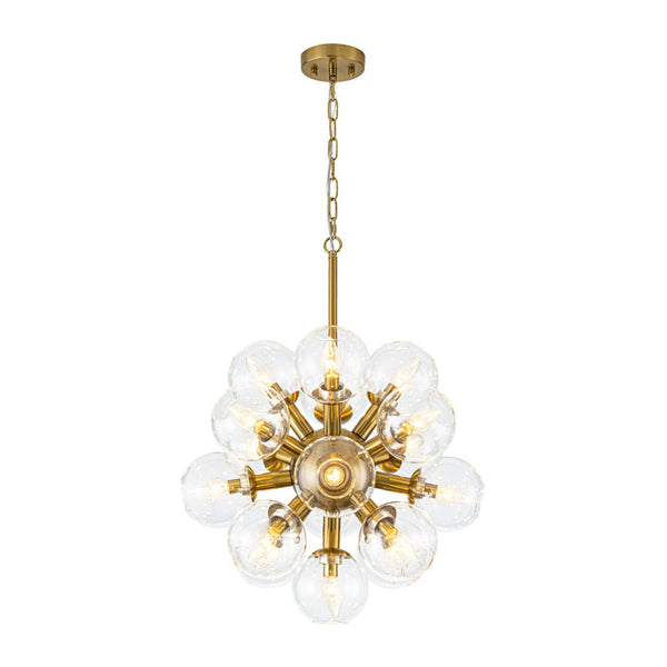 Chandelierias - Sleek Modern 17 - Light Hand - blown Glass Firework Sphere Chandelier - Chandeliers - Brushed Brass -