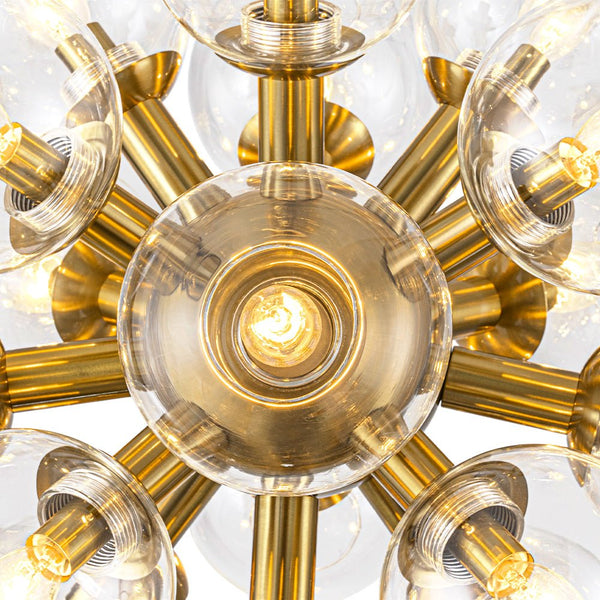 Chandelierias - Sleek Modern 17 - Light Hand - blown Glass Firework Sphere Chandelier - Chandeliers - Brushed Brass -