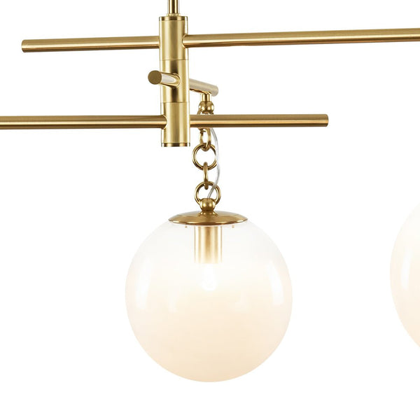 Chandelierias - Sleek Modern Linear 3 - Light Milk Glass Drape Chandelier - Chandeliers - Brass -
