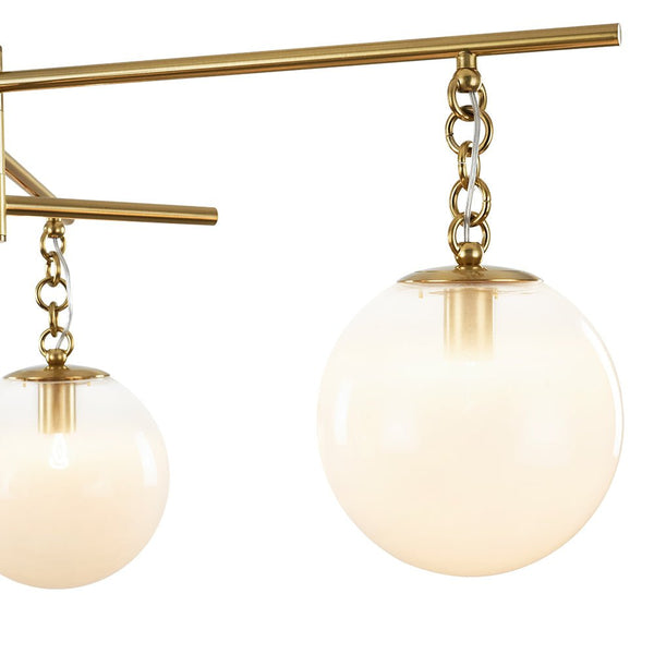 Chandelierias - Sleek Modern Linear 3 - Light Milk Glass Drape Chandelier - Chandeliers - Brass -