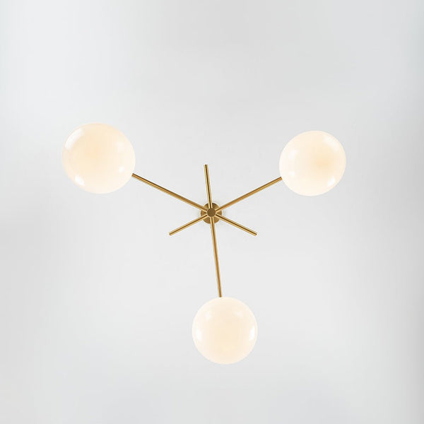 Chandelierias - Sleek Modern Linear 3 - Light Milk Glass Drape Chandelier - Chandeliers - Brass -