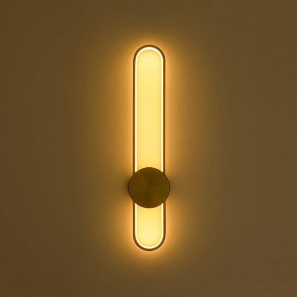 Chandelierias-Sleek Modern Oblong Dimmable LED Wall Sconce-Wall Light-Brass-