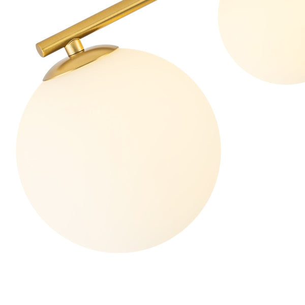 Chandelierias-Sputnik Brass 8-Light Frosted Glass Sphere Semi-flush Mount-Semi Flush-Brass-