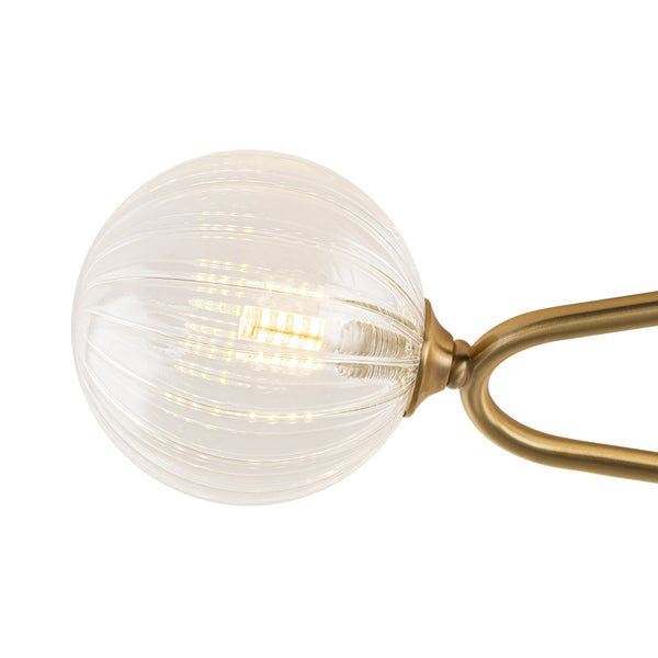 Chandelierias-Sputnik Brass Fluted Glass Bubble Linear Semi-flush Mount-Flush Mount-Brass-