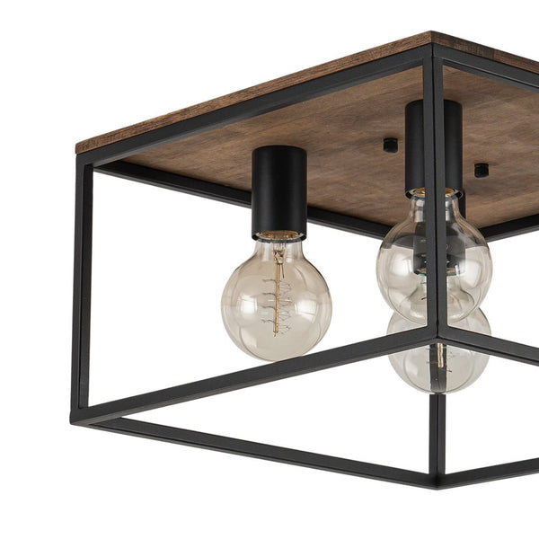 Chandelierias - Square Cage 4 - Light Flush Mount Ceiling Light - Flush Mount - Black -
