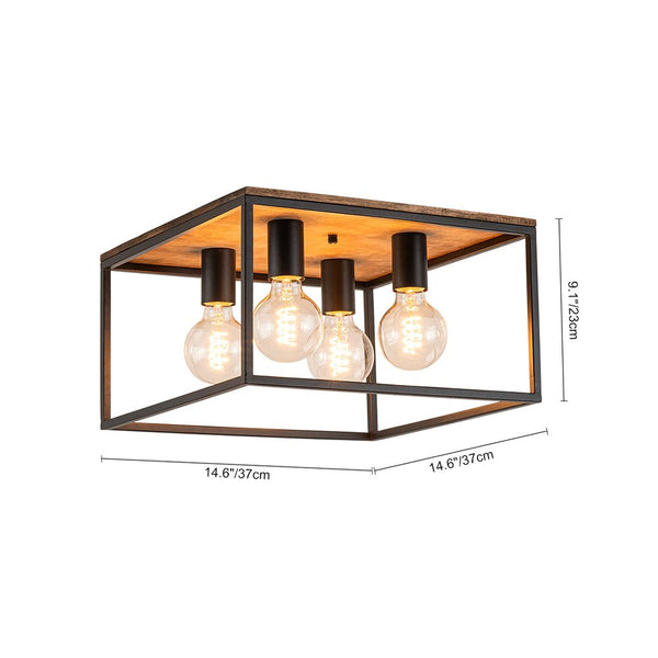 Chandelierias - Square Cage 4 - Light Flush Mount Ceiling Light - Flush Mount - Black -