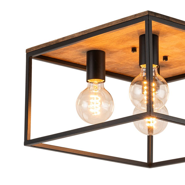 Chandelierias - Square Cage 4 - Light Flush Mount Ceiling Light - Flush Mount - Black -