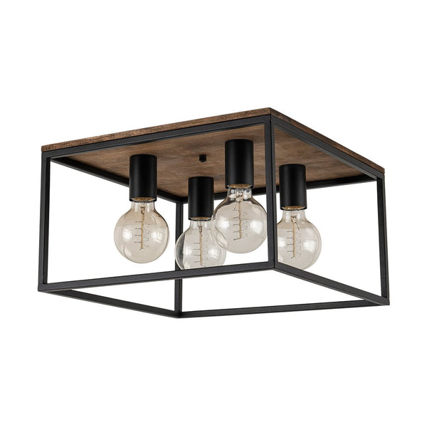 Chandelierias - Square Cage 4 - Light Flush Mount Ceiling Light - Flush Mount - Black -