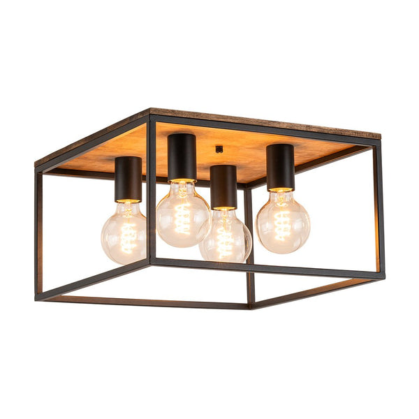 Chandelierias - Square Cage 4 - Light Flush Mount Ceiling Light - Flush Mount - Black -