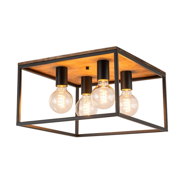 Chandelierias - Square Cage 4 - Light Flush Mount Ceiling Light - Flush Mount - Black -