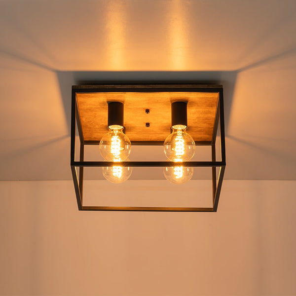 Chandelierias - Square Cage 4 - Light Flush Mount Ceiling Light - Flush Mount - Black -