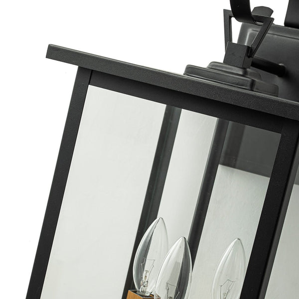 Chandelierias - Square Cage Clear Glass 3 - Light Outdoor Wall Sconce - Wall Light - Black -