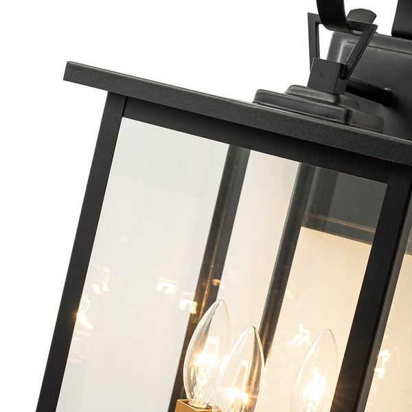 Chandelierias - Square Cage Clear Glass 3 - Light Outdoor Wall Sconce - Wall Light - Black -