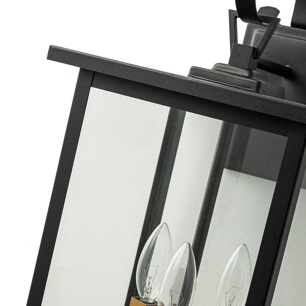 Chandelierias - Square Cage Clear Glass 3 - Light Outdoor Wall Sconce - Wall Light - Black -